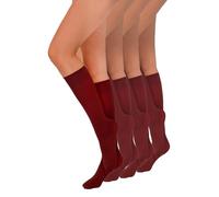 Annes styling Paquet de 4 Chaussettes Hautes Pour Femmes - Extensibles Confortables Et Durables - Douces Ajustées Résistantes Et Élégantes - Fabriquées En Italie - Bordeaux Taille unique