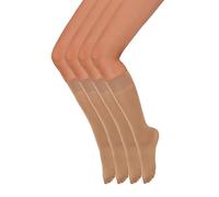 Annes styling Paquet de 4 Chaussettes Hautes Pour Femmes - Extensibles Confortables Et Durables - Douces Ajustées Résistantes Et Élégantes - Fabriquées En Italie - Visone Taille unique
