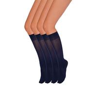 Annes styling Paquet de 4 Chaussettes Hautes Pour Femmes - Extensibles Confortables Et Durables - Douces Ajustées Résistantes Et Élégantes - Fabriquées En Italie - Blu Taille unique