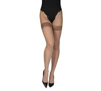 Annes styling Sindis Bas 15 Deniers Antidérapant Silicone Transparent Cuisse Haut Rayé, Visone., XXL-3XL