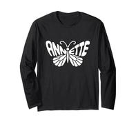 Annette Butterfly - Word Art personnalisé avec nom mignon Manche Longue