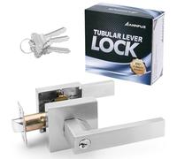 ANNFUZ Poignée de porte d'entrée avec clés, ensemble de leviers de porte d'entrée intérieure avec verrouillage à pouce, sans clés identiques, bouton de porte réversible pour côté droit, gauche, pour