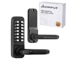ANNFUZ Verrou de porte d'entrée numérique sans clé avec poignée, ensemble de serrure mécanique pour portail avant avec clavier simple face, serrure à code à combinaison pour extérieur, jardin