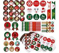 Annhao 342 Pièces Autocollant Noël Gommettes Décoratif DIY Scrapbooking Artisanat Auto-adhésif Autocollant pour Sac Cadeau de Cachetage Fête Emballage Cadeau Noël Décoration Stickers