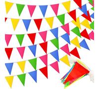 Annhao 50 Mètres 120PCS Guirlande Fanions Drapeaux Triangle Bannière Multicolore Banderole Tissu Guirlandes Fanion Exterieur Mariage Anniversaire Noël Fête Baptême Pique-Nique Jardin Festivals Décor