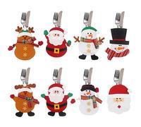 Annhao 8 pièces Porte-Couverts de Costume de Noël, Decoration noel élan du père Noël Bonhomme de Neige Elk Déco de Table Cadeaux, Décoration de Table Noel pour Dinner Party de Noël