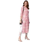 ANNI DESIGNER Tbh Kurta avec pantalon pour femme, rose bébé, L