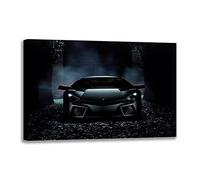 Annick Goutal Peinture Moderne Lamborghini Reventon Noir Supercar Art Mural Nuit Voiture De Sport Affiches Impression sur Toile pour Chambre Décor De La Maison (1,30_x_45_cm(sans Chassis))