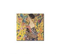 Annick Goutal Toile Célèbre Peintures Dame avec éventail par Gustav Klimt Reproduction d'art Mural sur Toile Imprimée sur Toile pour La Décoration De La Maison (Pas de Cadre,30_x_30_cm)