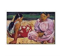 Annick Goutal Toile Tableaux Célèbres Femmes Tahitiennes sur La Plage De Paul Gauguin Art Mural Reproduction Artistique sur Toile Illustration pour La Maison Décorations (avec Cadre,50_x_70_cm)