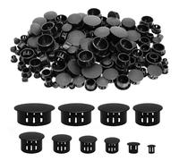 Annickee 150 Pièces Bouchons en Plastique Rond, Cache Trou Meuble, 10 Tailles 6/8/10/12/14/16/18/20/22/25mm, Noir Tappi Copriforo, Cache Trou Bouchon Plastique, Bouchons Rond pour, Étagères, Armoires