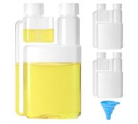 Annickee 3 Flacons Doseurs à Double Col en PEHD Bouteille Doseuse à Double | 1 x 1 litre Vide avec Chambre de Dosage de 100 ml, 2 x 100 ml avec 5 ml, avec Entonnoir en Silicone,Convient Scooters Motos