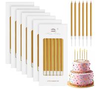 Annickee 42 Pièces Bougie Anniversaire, Bougies de Gâteau D'anniversaire, Bougies Anniversaire Adulte Longue avec Supports, Bougie Gateau Anniversaire [Classe énergétique A+++] (Oro)