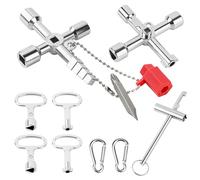 Annickee 9 Pièces Clé Multifonction, Clé Triangle, cle Universelle Armoire Electrique, cle Carré Ronde, 4 Voies Multifonction pour Boîtier Compteur, Coffret de Compteurs d'eau et Armoire