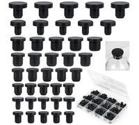 Annickee Bouchon de Trou en Silicone de 8 Tailles Rond, 100 Pièces Bouchon Caoutchouc Réutilisable, Bouchon Silicone Noir Étanche, Bouchons en Caoutchouc Solide Adapté aux Bouteilles de 4-9.5mm