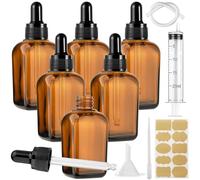 Annickee Lot de 6 Flacon Pipette 100ml, Petit Flacon en Verre Ambré avec 5 Pièces d'accessoires, flacon verre ambré pour huiles essentielles parfums aromathérapie