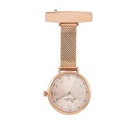 Annie Apple Meraki Montre gousset d'infirmière - Boîtier de 35 mm avec cadran rose pâle et bracelet en maille en acier inoxydable argenté - Montre de poche analogique de qualité supérieure pour