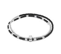 Annie Haak Noir Serasi Dua Bracelet en argent sterling 925 avec anneau de reliure solide élégant perles japonaises noires Cadeau pour femme, petite amie, épouse, anniversaire de mariage, décontracté