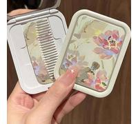 Annie-Miroir De Maquillage Pliant À Rabat,Poche Portable,Rectangle,Cosmétique,Avec Peigne,Pour Femmes Et Bol,Extérieur.Onesize.