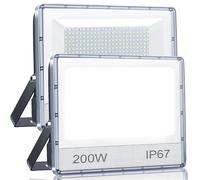 ANNIFUNLY Lot de 2 spots LED extérieurs, 200 W, 20 0000 lm, 6 500 K, blanc froid, IP67, étanche, pour jardin, garage, terrasse, patio, arrière