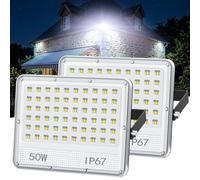 ANNIFUNLY Projecteur LED 50W 5000LM - 2 Pièces Étanche IP67 Spot Extérieur LED, Blanc Froid 6500K Éclairage de Sécurité, Angle Large 120° - Pour Jardin, Cour, Garage, Stade