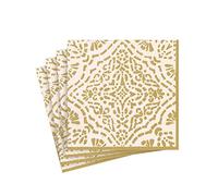 Annika Paper Cocktail Napkins in Ivory & Gold - 20 Per Package