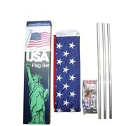 Annin Flagmakers Ensemble avec mât en aluminium de 1,8 m, 3 sections avec drapeau américain, 9,1 x 1,5 m, nylon SolarGuard NYL-Glo