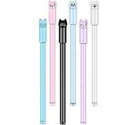 ANNIUP Lot de 6 stylos à bille en gel avec motif chat mignon - 0,5 mm - Pour l'école et le bureau