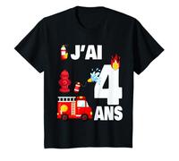 Anniversaire 4 Ans Pompier Brigade Sapeurs Cadeau Enfant T-Shirt