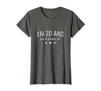 Anniversaire 40 Ans - Humour Deux Fois 20 Ans T-Shirt, Femme, Asphalte, XXL