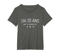 Anniversaire 40 Ans - Humour Deux Fois 20 Ans T-Shirt, Femme Grandes Tailles, Asphalte, 4X
