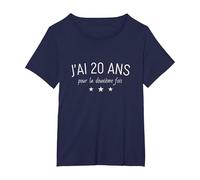 Anniversaire 40 Ans - Humour Deux Fois 20 Ans T-Shirt, Femme Grandes Tailles, Bleu Marine, 2X