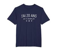 Anniversaire 40 Ans - Humour Deux Fois 20 Ans T-Shirt, Homme Grandes Tailles, Bleu Marine, 4X Tall