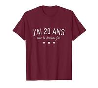 Anniversaire 40 Ans - Humour Deux Fois 20 Ans T-Shirt, Homme, Marron, S