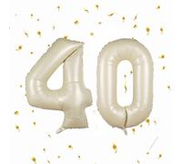 Anniversaire 40 Ballons Beige - 100cm - Chiffre 40 - Happy Birthday Decoration Fête d'anniversaire Ans Vole Grâce à l'Hèlium