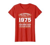 Anniversaire 50 Ans - Les Légendes sont Nées en 1975 T-Shirt, Femme, Rouge, L