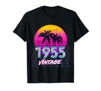 Anniversaire 71 Ans pour Hommes Femmes nés années 1955 rétro années 80 Palmier T-Shirt