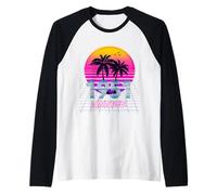 Anniversaire 75 Ans pour Hommes Femmes nés années 1951 rétro années 80 Palmier Manche Raglan