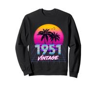 Anniversaire 75 Ans pour Hommes Femmes nés années 1951 rétro années 80 Palmier Sweatshirt