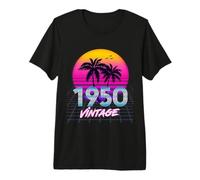 Anniversaire 76 Ans pour Hommes Femmes nés années 1950 rétro années 80 Palmier T-Shirt Haut de Gamme