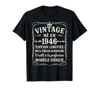 Anniversaire 80 Ans Cadeau Vintage Né en 1946 80 Ans Homme T-Shirt