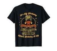 Anniversaire Aquarius Queen Camo Black Woman African Zodiac T-Shirt