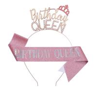 Anniversaire Ceinture et Diadème, Couronne Strass avec “Birthday Queen”, Echarpe Anniversaire Couronne Princesse Anniversaire Ceinture d'anniversaire, Birthday Décorations de Fête