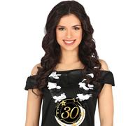 Anniversaire Collier Décoration Noir Blanc Fête Carnaval Fleurs Ornement Accessoire Célébration Décoration Style Glamour, Couleur : Noir