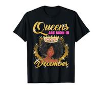 Anniversaire de décembre Black Queen Crown Afro Diva Melanin Women T-Shirt