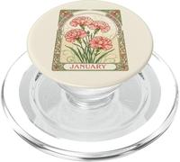 Anniversaire de Janvier Rose Dianthus Style Art Nouveau PopSockets PopGrip pour MagSafe