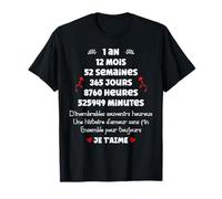 Anniversaire de Mariage 1 an Amour Rencontre Couple 1 an T-Shirt