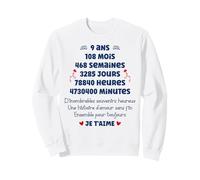 Anniversaire de Mariage 9 Ans Amour Rencontre Couple 9 Ans Sweatshirt