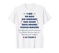 Anniversaire de Mariage 9 Ans Amour Rencontre Couple 9 Ans T-Shirt