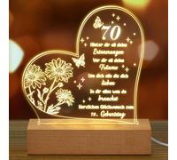 Anniversaire Femme Homme Cadeaux D'anniversaire Pour 70 Ans Veilleuse En Acrylique Avec Gravure 70e Anniversaire Pour Épouse, Maman, Amis, Mari, Mère Idées Cadeaux